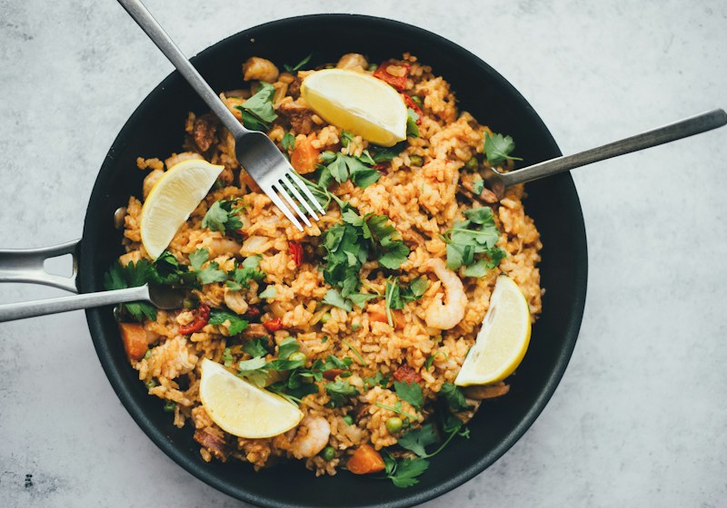 A freshly prepared rice dish